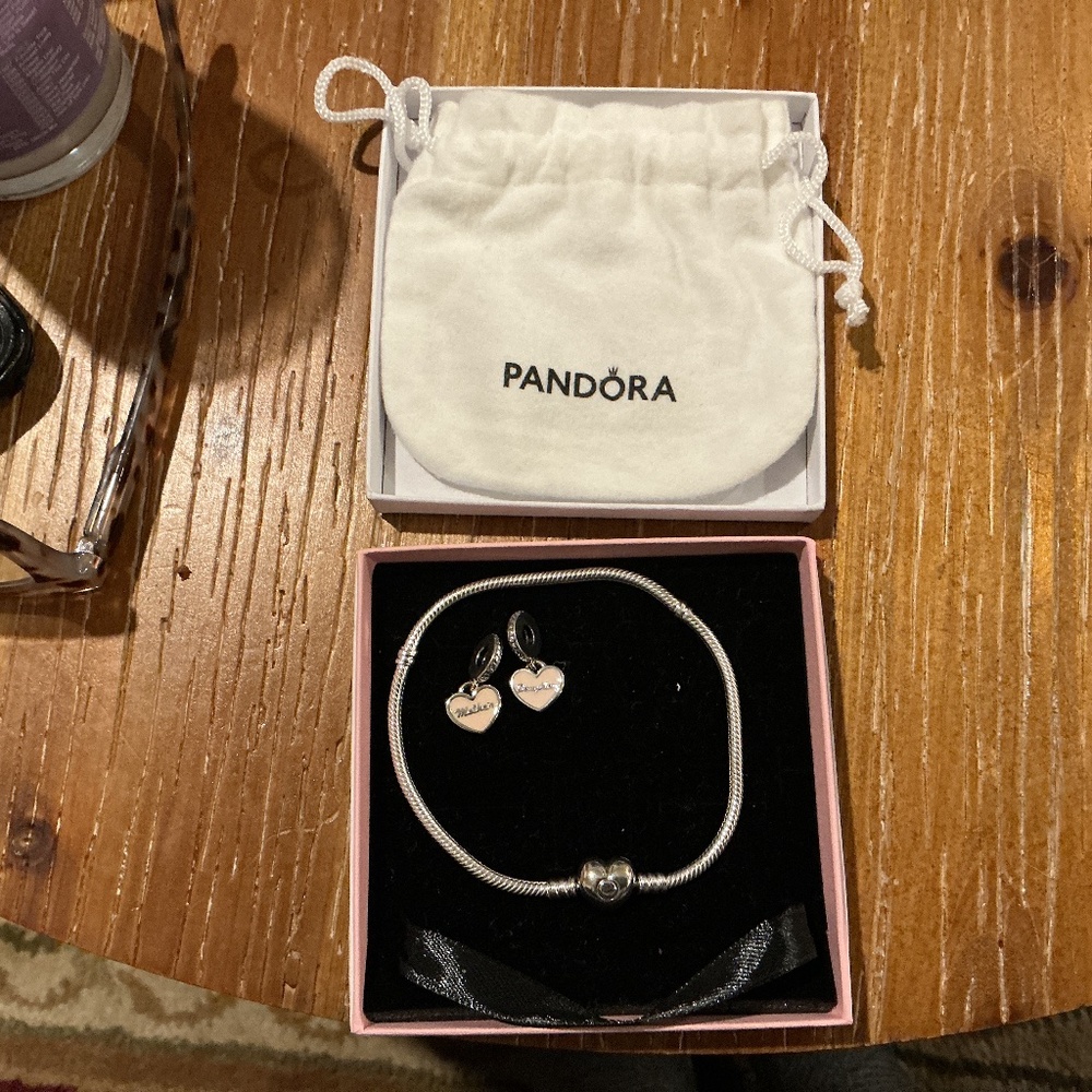 Pandora bracelet with mother daughter charms